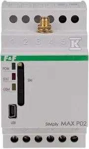 F&F GSM nuotolinio valdymo relė CLTP 2xWY, 2xWE, Gate Control maitinimo šaltinis 230V AC kontaktai 1NO montavimas DIN SIMPLYMAX-P02 geležinkelio