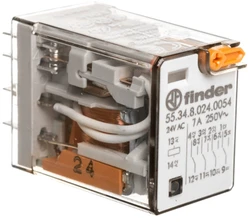 „Finder Relay“ pramoninis 4P 7A 24V AC bandymo mygtuko aktyvavimo indikatorius (55.34.8.024.0054)