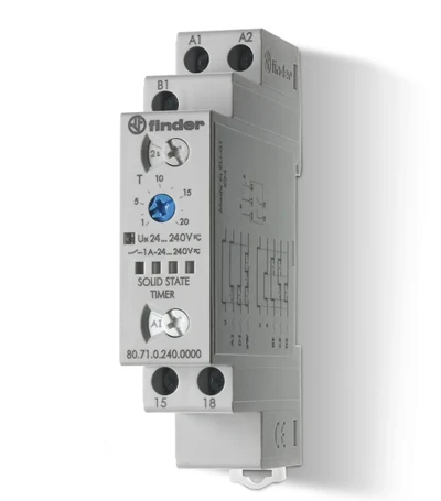 FINDER 80.71.0.240.0000 Laiko relė 1Z 1A 24-240V AC/DC 0.1s-24h daugiafunkcinis AI, DI, SW, BE, CE, DE
