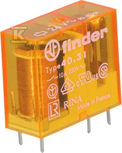 Finder Miniatiūrinė relė 1P 10A 24V AC (40.31.8.024.0000)