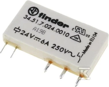 Finder Miniatiūrinė relė 1P 6A 24V DC (34.51.024.0010)