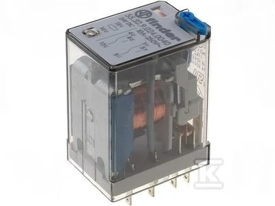 Finder Miniatiūrinė relė 2P 10A 24V DC mygtukas išbandyti veiksmų indikatorius (55.32.9.024.440)