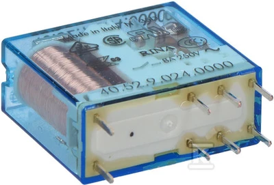 „Finder“ PCB montuojama galios relė, 12 V nuolatinės srovės ritė, 8 A perjungimo srovė, DPDT