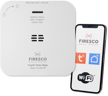 Anglies monoksido jutiklis Firesco FCO-850 WF Wi-Fi Tuya Smart Life