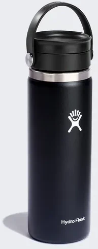 Hydro Flask 20 uncijų plataus burnos lanksčiojo dangtelio (591 ml) termo butelis – juodas
