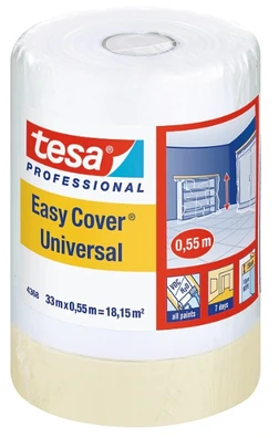 Tesa Folia Apsauginė plėvelė nuo purslų su „Malar.easycover“ universalia juosta, 33 m: 550 mm