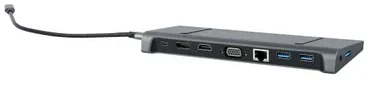 GEMBIRD A-CM-COMBO9-02 USB tipo C 9in1 kelių prievadų adapteris USB Hub3.0 + HDMI + DisplayPort + VGA + PD + LAN + stereo garsas