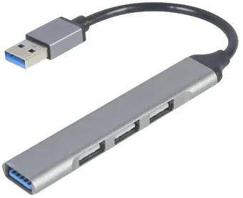 GEMBIRD 4-port USB HUB USB3 x 1 port USB2 x 3 jungtys sidabrinis