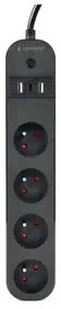GEMBIRD Smart power strip with USB charger and power metering 4 French sockets juodas