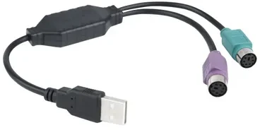 GEMBIRD UAPS12-BK Gembird USB į 2 jungtys PS/2 keitiklis USB A kištukas/2 x MDIN 6F 30cm laidas juodas