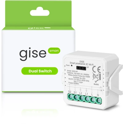 GISE išmanusis dvigubas „WiFi“ relės modulis | Tuya | GDS-WF