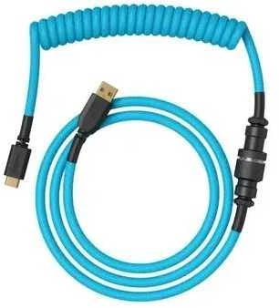 Klaviatūra Glorious GMMK Coiled Cable susuktas klaviatūros laidas Electric Mėlyna, USB-C į USB-A – mėlynos ir juodos spalvos