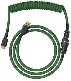 Klaviatūra Glorious GMMK Coiled Cable susuktas klaviatūros laidas Forest Žalias, USB-C į USB-A – žalios ir juodos spalvos