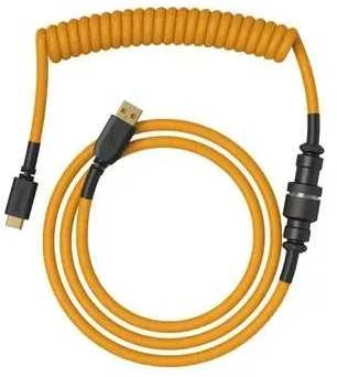 Klaviatūra Glorious GMMK Coiled Cable susuktas klaviatūros laidas Glorious Gold, USB-C į USB-A – auksinės ir juodos spalvos