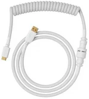 Klaviatūra Glorious GMMK Coiled Cable susuktas klaviatūros laidas Ghost Baltas, USB-C į USB-A – baltos spalvos