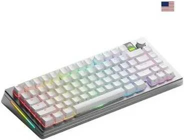 „Glorious GMMK 3 Pro Wireless“ 75 % pritaikyta žaidimų klaviatūra – iš anksto surinkta, ANSI (JAV), „Fox Switches“, sidabrinis