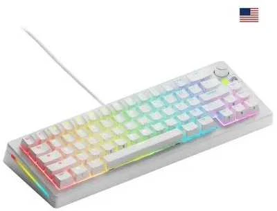 Glorious GMMK 3 65 % Custom žaidimų klaviatūra – Pre-Built, ANSI US išdėstymas, Fox Switches, baltos spalvos