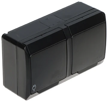 LIZDAS MONTUOJAMAS ANT PAVIRŠIAUS DVIGUBAS HERMES/0322-09/EPN 250 V AC 16 A IP44 Elektro-Plast
