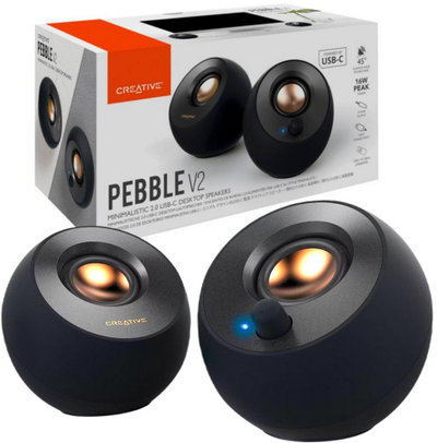 Kompiuterio kolonėlės Creative kompiuterinės kolonėlės 2.0 Pebble V2 juodos spalvos USB-C