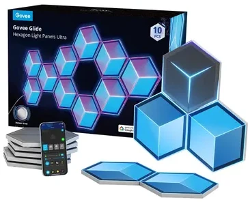 „Govee Glide Hexa Pro“ išmanusis sieninis šviestuvas su „Wi-Fi“ / „Bluetooth“ 72 W
