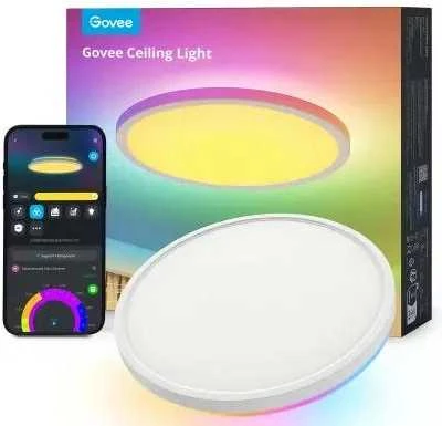 Govee H80A1 12 colių RGBWW + RGBIC apvalus išmanusis lubinis šviestuvas | Lampa sufitowa LED | 2400lm, 2200K-6500K, 2.4GHz Wi-Fi + Bluetooth