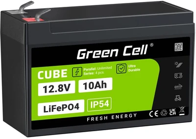 Žalias Cell Žalias Cell CUBE LiFePO4 10Ah 12.8V 128Wh ličio-geležies fosfato baterija, skirta maitinimui ir avariniam apšvietimui, valdymo pultai