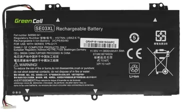 Green Cell Žalias Cell Nešiojamojo kompiuterio baterija Žalias Cell SE03XL HSTNN-LB7G HSTNN-UB6Z, skirta HP Pavilion 14-AL 14-AV