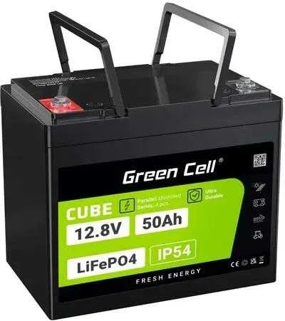 Žalias Cell Žalias Cell CUBE LiFePO4 50Ah 12.8V 640Wh ličio geležies fosfato baterija kemperiui, golfo vežimėliui, vėjo jėgainei