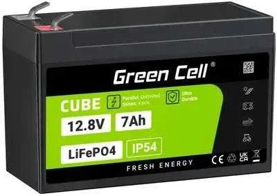 Green Cell Ličio geležies fosfato Akumuliatorius LiFePO4 Žalias Cell Cube 12,8V 7Ah LFPGC12V7AH