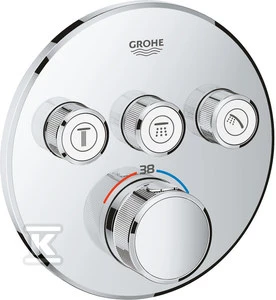 Virštinkinė dalis dušo maišytuvui Grohe, SmartControl apvali, 3 valdikliai, Brushed Hard Graphite