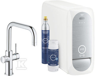 GROHE Mėlyna Home vienasvirtis U formos maišytuvas su filtravimo sistema, chromo spalva