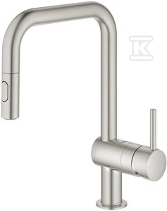 Grohe virtuves izlietnes maisītājs ar izvelkamu dušu Minta, supersteel