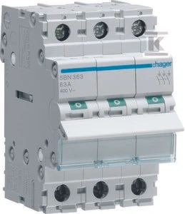 Hager ATJUNGIMO MODELIS 3P 63A 400VAC