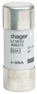 Hager 63A cilindrinis saugiklis LF563G
