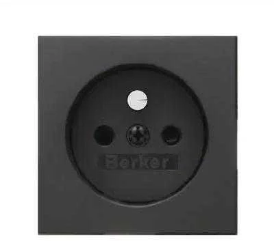 Berker Hager Polo 3965766076 Lizdo priekinis dangtelis su įžeminimu, antracito spalvos, aksominis lakas, 1/3 klausimas 3965766076
