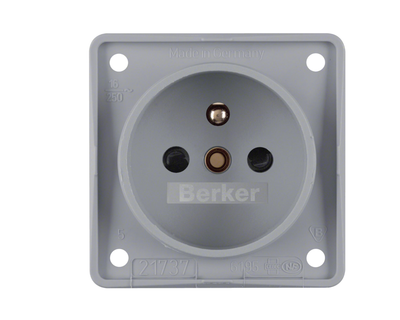Hager Polo Hager Integro Flow Vienvietis lizdas be 16A 250V su kontaktų dangteliais pilka 961952506