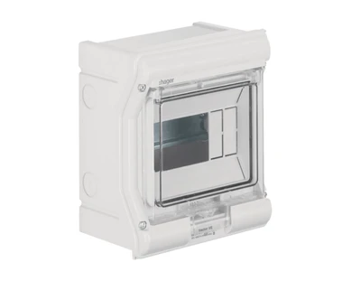 Hager Polo Hager 1x6 modulinė skirstomoji plokštė ant paviršiaus montuojama UV atspari IP65 Vector VE106SN