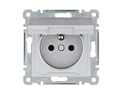 Hager Polo Hager Lumina maitinimo lizdas su įžeminimu ir dangteliu 16 A/250 VAC sidabrinis WL1122