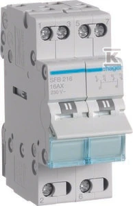 Hager modulinis jungiklis 1-0-2 16A 2P SFB216