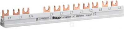 Hager 3P 63A 10mm2 šakių šyna (KDN363F)