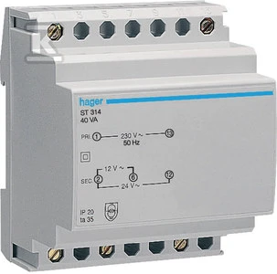 Hager saugos transformatorius 230/12-24V AC 40VA (ST314)
