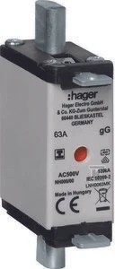 Hager NH000 saugiklis įterpti 63A gG 500V WT-000 (LNH0063MK)