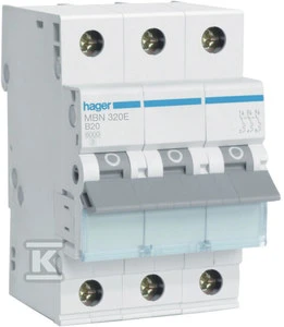 Hager grandinės pertraukiklis 3P B 20A 6kA AC MBN320E