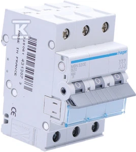 Hager grandinės pertraukiklis 3P B 20A 6kA AC MBN320E
