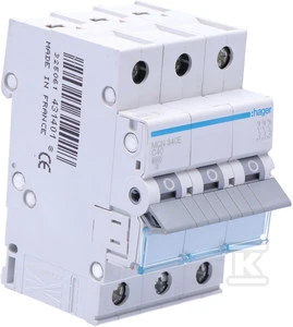 Automatinis jungiklis Hager MC340 (40A, 3P, 400V, 6kA)