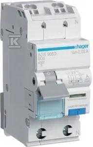 Hager ADS906D Wyłącznik różnicowo-nadprądowy RCBO 1P+N 6kA B6A 0,03A Typ A QuickConnect ADS906D