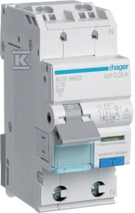 Hager WYŁ.RÓŻ.+ NADPR.1P+N 6KA C 16A/30MA T