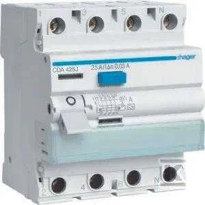 Hager HAG CDA425J 25A/ 30MA/A DIFFERENTIAL CIRCUIT BREAKER 25A 4P 4M 30MA A 6KA