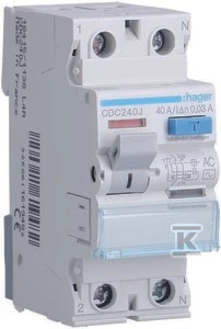 HAGER RCD BREAKER 2P 40A/30MA (CDC240J)