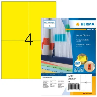 HERMA 4396 etiketė spausdinimui Geltona Lipni spausdintuvo etiketė